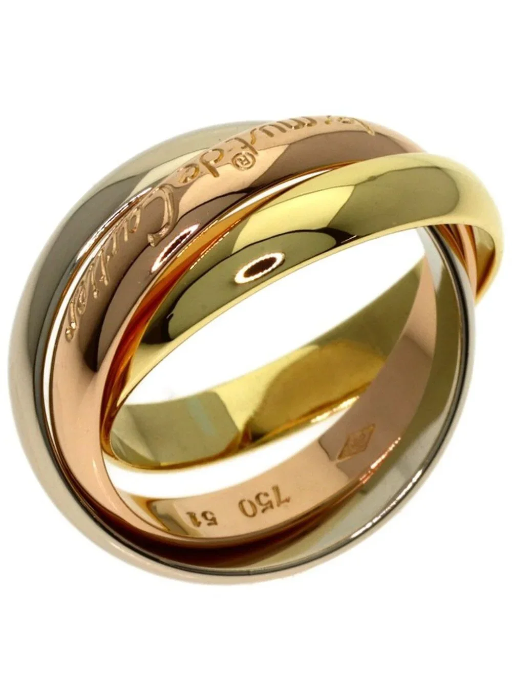Cartier Trinity 51 Ring 18k Yellow Gold 18k White Pink